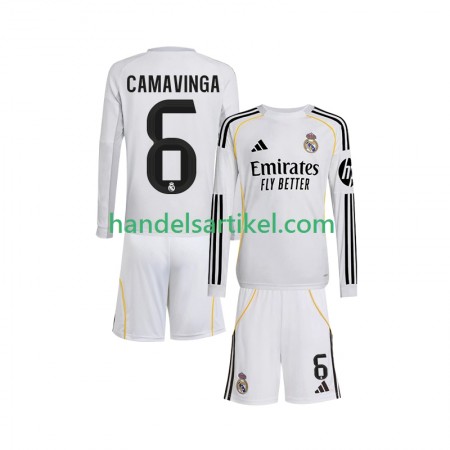Real Madrid Camavinga 6 Kinder Heim Trikotsatz 2025/26 Langarm